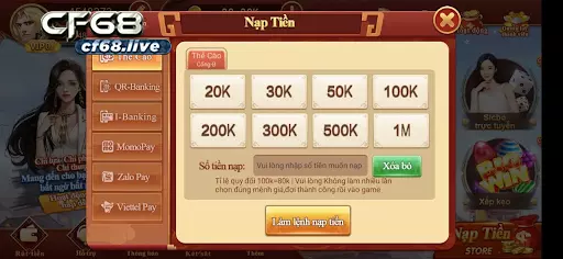 Cách nạp tiền sau khi tai game dat bom cf68