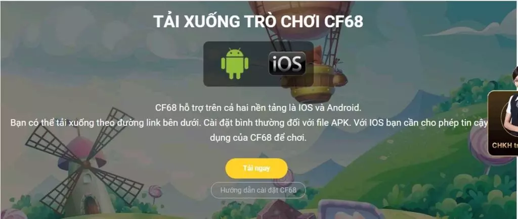 giao diên tải cf68 app tài cf68.io