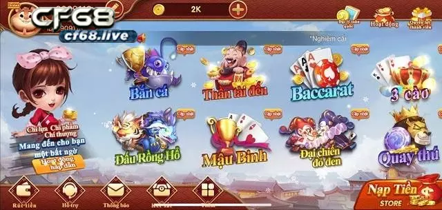 Kho game CF68 CLUB uy tín cung cấp những sản phẩm cá cược giải trí nào