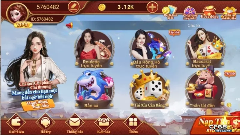 Cf68 có sảnh loto choi nhieu nhất năm 2022