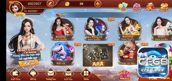 Game bắn cá rất được yêu thích tại CF68