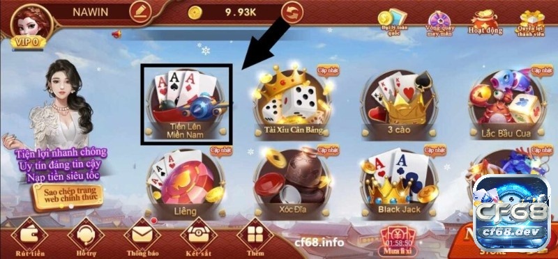 Game danh bài online Tiến lên miền Nam siêu hot trên cf68