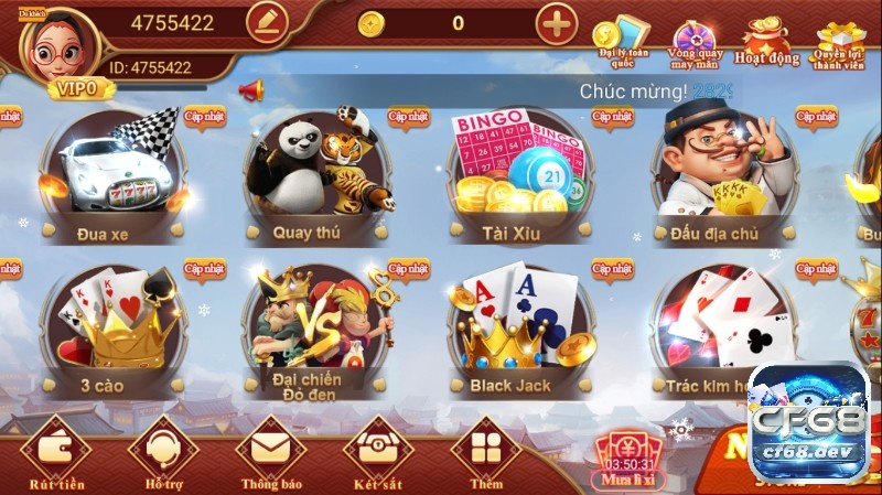 Kho game tại CF68 rất phong phú và đa dạng