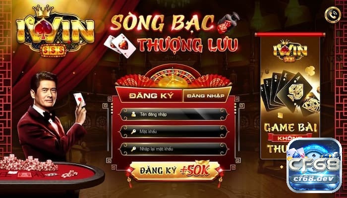 Giao diện đăng ký, đăng nhập tại cổng game iwin