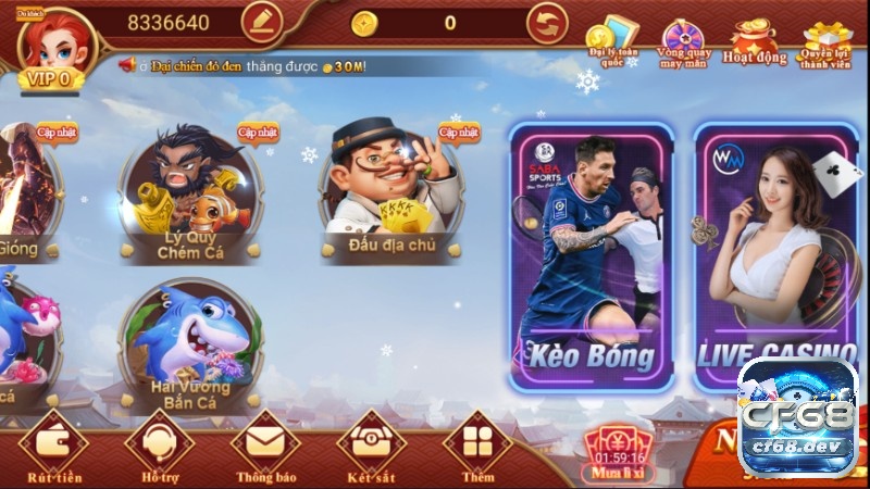 Sảnh cược thể thao và Casino ở CF68 .DEV