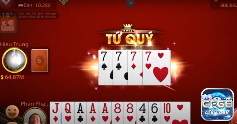 Tứ quý 7 trong game đánh tiến lên miền nam